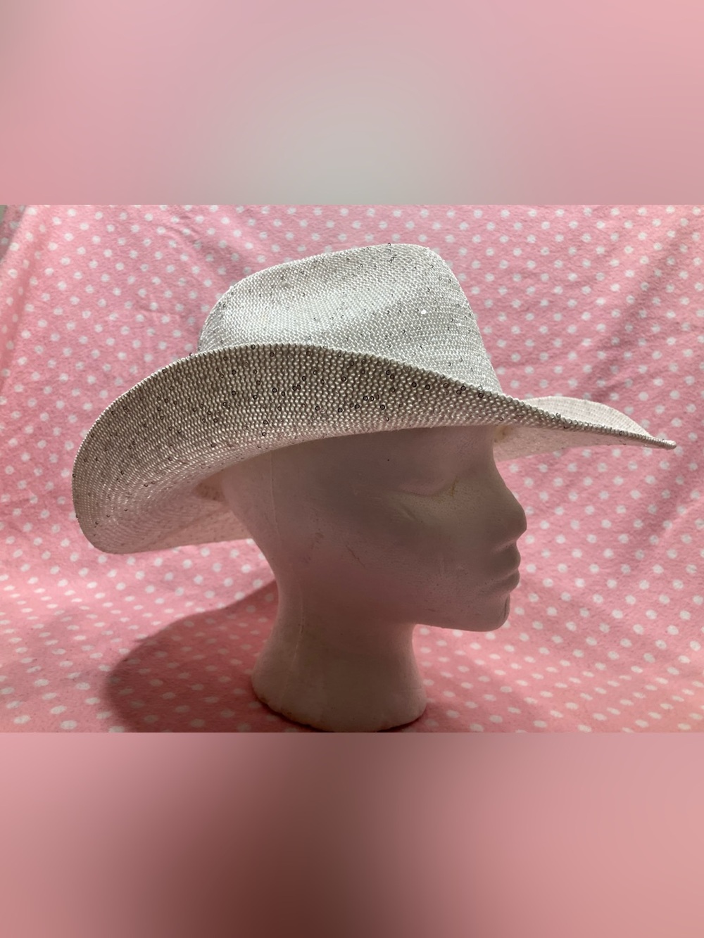 Stylish Women's White Straw Cowboy Hat - Picture 1 of 14
